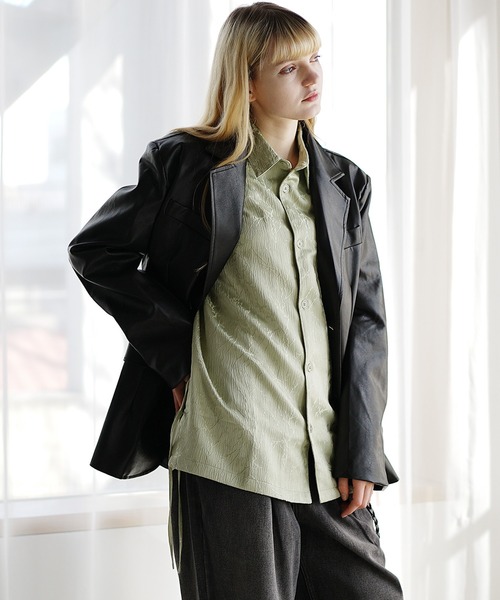 MinoriTY（マイノリティ）の「【MinoriTY】フラワージャガードサイドレースシャツ（シャツ/ブラウス・メンズ・ホワイト/ブラック/グリーン・S/M/L）」の5枚目の写真