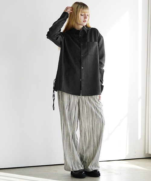 MinoriTY（マイノリティ）の「【MinoriTY】フラワージャガードサイドレースシャツ（シャツ/ブラウス・メンズ・ホワイト/ブラック/グリーン・S/M/L）」の9枚目の写真