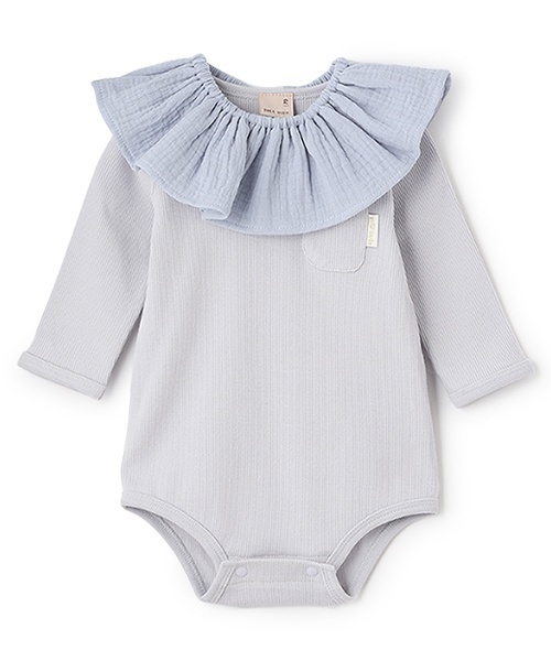 petit main（プティマイン）の「スタイ付きロンパース（ロンパース・キッズ・ライトブルー/アイボリー/ブラック・80ｃｍ/70cm）」の3枚目の写真