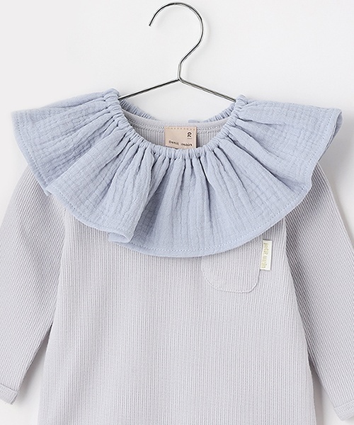 petit main（プティマイン）の「スタイ付きロンパース（ロンパース・キッズ・ライトブルー/アイボリー/ブラック・80ｃｍ/70cm）」の7枚目の写真