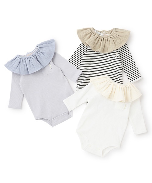 petit main（プティマイン）の「スタイ付きロンパース（ロンパース・キッズ・ライトブルー/アイボリー/ブラック・80ｃｍ/70cm）」の15枚目の写真