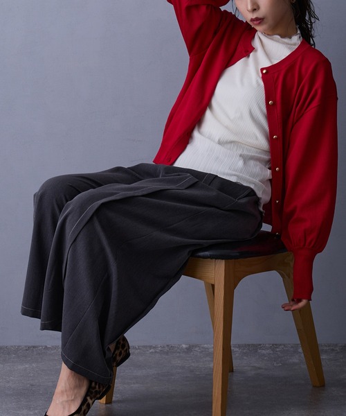 NICOLE white（ニコルホワイト）の「袖配色ランダムリブプルオーバー（Tシャツ/カットソー・レディース・サックスブルー/イエロー/ネイビー/オフホワイト/ブラック/グレー/モカ/ボルドー・FREE）」の19枚目の写真