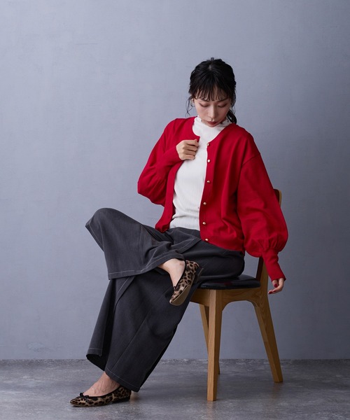 NICOLE white（ニコルホワイト）の「袖配色ランダムリブプルオーバー（Tシャツ/カットソー・レディース・サックスブルー/イエロー/ネイビー/オフホワイト/ブラック/グレー/モカ/ボルドー・FREE）」の20枚目の写真