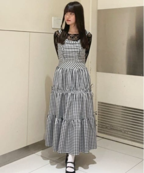 REDYAZEL（レディアゼル）の「シャーリングティアードキャミワンピース（ワンピース・レディース・ネイビー/ブラック系その他/グリーン系その他・SMALL/MEDIUM）」の10枚目の写真