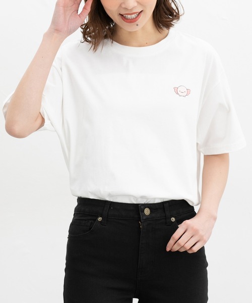 Honeys(ハニーズ)の「【UVカット】半袖モチーフ刺繍Tシャツ(Tシャツ/カットソー・レディース・スモークピンク/オフホワイト/ダークグリーン系/スミクロ/ベージュ・L/M/S)」の8枚目の写真