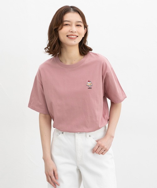 Honeys(ハニーズ)の「【UVカット】半袖モチーフ刺繍Tシャツ(Tシャツ/カットソー・レディース・スモークピンク/オフホワイト/ダークグリーン系/スミクロ/ベージュ・L/M/S)」の17枚目の写真