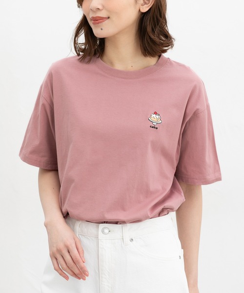 Honeys(ハニーズ)の「【UVカット】半袖モチーフ刺繍Tシャツ(Tシャツ/カットソー・レディース・スモークピンク/オフホワイト/ダークグリーン系/スミクロ/ベージュ・L/M/S)」の18枚目の写真