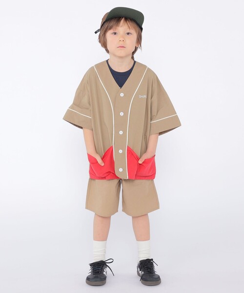 SHIPS(シップス)の「SHIPS KIDS:100~130cm / ベースボール シャツ(シャツ/ブラウス・キッズ・ブルー/ベージュ・130/110/120/100)」の1枚目の写真
