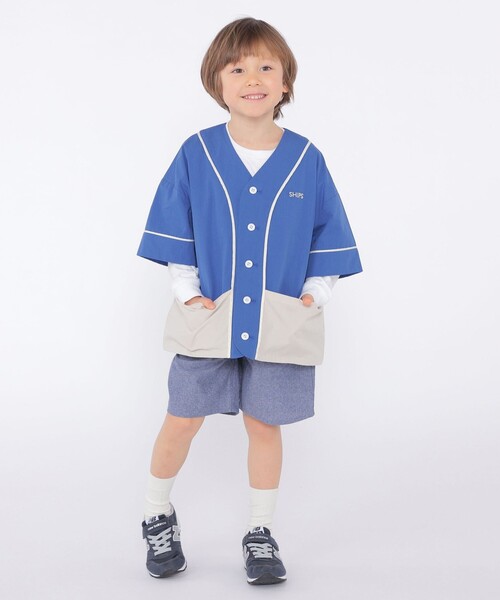 SHIPS(シップス)の「SHIPS KIDS:100~130cm / ベースボール シャツ(シャツ/ブラウス・キッズ・ブルー/ベージュ・130/110/120/100)」の2枚目の写真