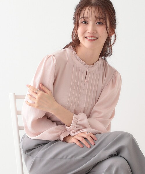 DRESKIP(ドレスキップ)の「【S-LL/前後2WAY】ピンタックブラウス(シャツ/ブラウス・レディース・アイボリー/ベビーピンク/アイボリー系・01/02/03/04)」の3枚目の写真