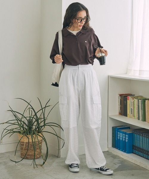 MONO-MART LADY'S（モノマートレディース）の「アイレット刺繍 コットンレース カーゴパンツ（カーゴパンツ・レディース・ブラック/ホワイト・FREE）」の17枚目の写真