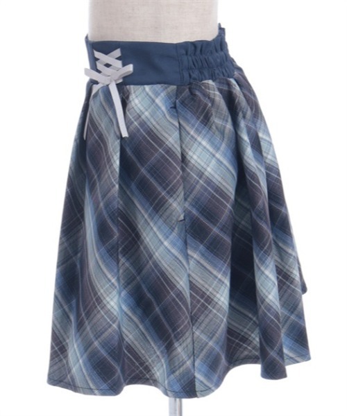 axes femme(アクシーズファム)の「レースアップチェックスカパン(その他パンツ・キッズ・ネイビー/ラベンダー・MEDIUM/LARGE/X-LARGE)」の4枚目の写真