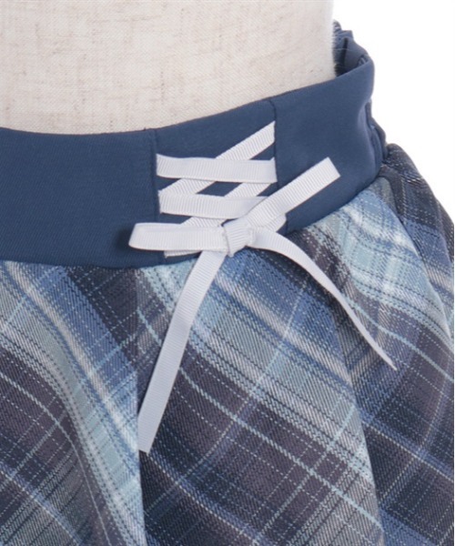 axes femme(アクシーズファム)の「レースアップチェックスカパン(その他パンツ・キッズ・ネイビー/ラベンダー・MEDIUM/LARGE/X-LARGE)」の6枚目の写真