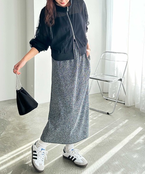 FIRST MOOD(ファーストムード)の「《FIRSTMOODコラボ》すっきり見え!ラメタイトロングスカート(スカート・レディース・グレー/ブラック・MEDIUM/LARGE/X-LARGE)」の7枚目の写真