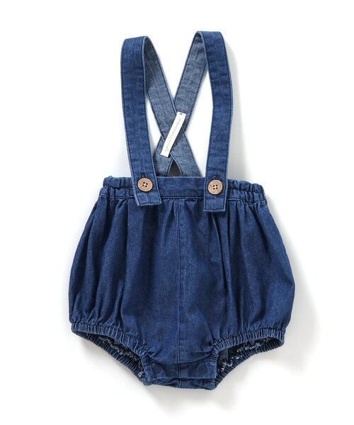 apres les cours(アプレレクール)の「サスペンダー付きベビーブルマ(その他ベビーウェア・キッズ・ストライプ/インディゴブルー・80)」の2枚目の写真