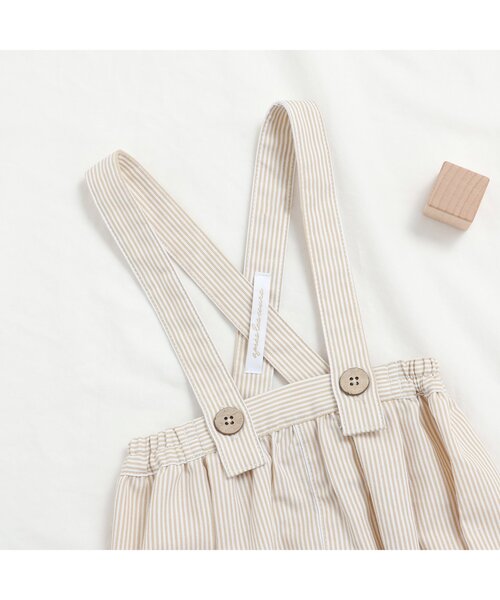 apres les cours(アプレレクール)の「サスペンダー付きベビーブルマ(その他ベビーウェア・キッズ・ストライプ/インディゴブルー・80)」の4枚目の写真