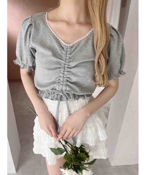 ３色！Frill Whipフリルウィップふわっとホイップのような軽やかTシャツ　ふんわり着痩せフリー40代50代60代 春夏仕様》レースパイピングトップス（Tシャツ/カットソー