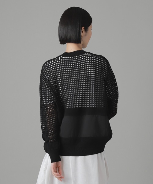 ZUCCa（ズッカ）の「アイレットドッキング / ニットカーディガン / (O)（カーディガン/ボレロ・レディース・ブラック/ホワイト/ネイビー・M size）」の9枚目の写真