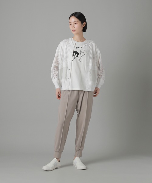 ZUCCa（ズッカ）の「アイレットドッキング / ニットカーディガン / (O)（カーディガン/ボレロ・レディース・ブラック/ホワイト/ネイビー・M size）」の5枚目の写真