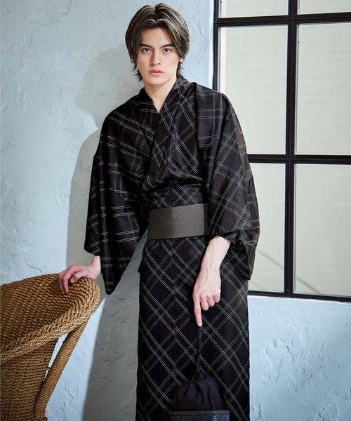 メンズ浴衣3点セット（浴衣・帯・下駄）（浴衣）｜sugar nine