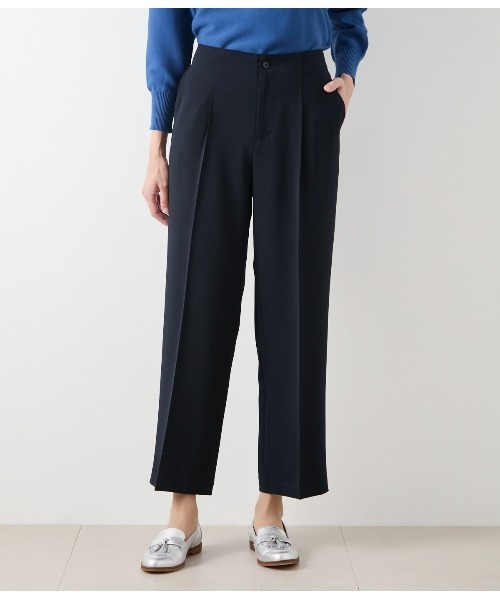 NEWYORKER（ニューヨーカー）の「ドライライトツイル 1タックストレートパンツ（その他パンツ・レディース・ネイビー/ベージュ・11号/9号）」の10枚目の写真