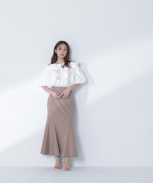 NATURAL BEAUTY BASIC（ナチュラルビューティーベーシック）の「◇２ＷＡＹリボンボウブラウス（シャツ/ブラウス・レディース・ブラック/オフホワイト/ブルー系その他/オレンジ・SMALL/MEDIUM）」の5枚目の写真