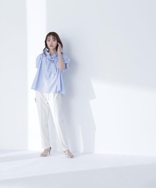 NATURAL BEAUTY BASIC（ナチュラルビューティーベーシック）の「◇２ＷＡＹリボンボウブラウス（シャツ/ブラウス・レディース・ブラック/オフホワイト/ブルー系その他/オレンジ・SMALL/MEDIUM）」の8枚目の写真