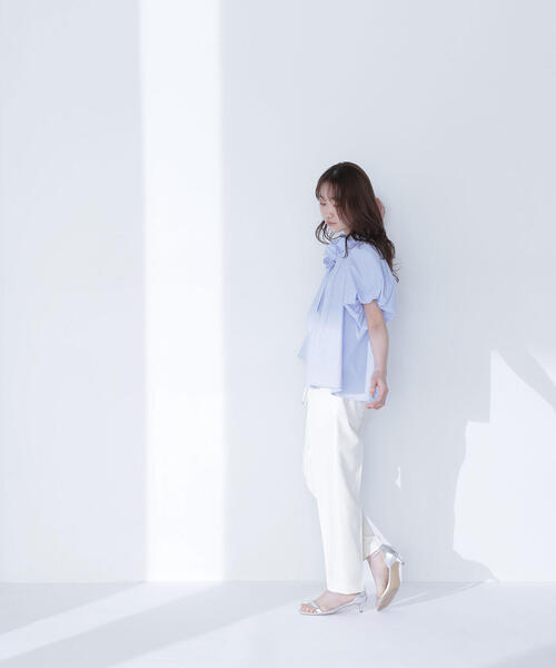 NATURAL BEAUTY BASIC（ナチュラルビューティーベーシック）の「◇２ＷＡＹリボンボウブラウス（シャツ/ブラウス・レディース・ブラック/オフホワイト/ブルー系その他/オレンジ・SMALL/MEDIUM）」の10枚目の写真
