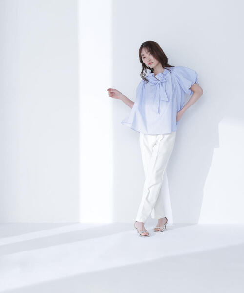 NATURAL BEAUTY BASIC（ナチュラルビューティーベーシック）の「◇２ＷＡＹリボンボウブラウス（シャツ/ブラウス・レディース・ブラック/オフホワイト/ブルー系その他/オレンジ・SMALL/MEDIUM）」の12枚目の写真