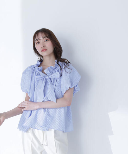 NATURAL BEAUTY BASIC（ナチュラルビューティーベーシック）の「◇２ＷＡＹリボンボウブラウス（シャツ/ブラウス・レディース・ブラック/オフホワイト/ブルー系その他/オレンジ・SMALL/MEDIUM）」の13枚目の写真