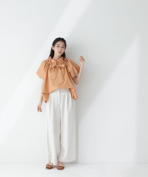 NATURAL BEAUTY BASIC（ナチュラルビューティーベーシック）の「◇２ＷＡＹリボンボウブラウス（シャツ/ブラウス・レディース・ブラック/オフホワイト/ブルー系その他/オレンジ・SMALL/MEDIUM）」の19枚目の写真