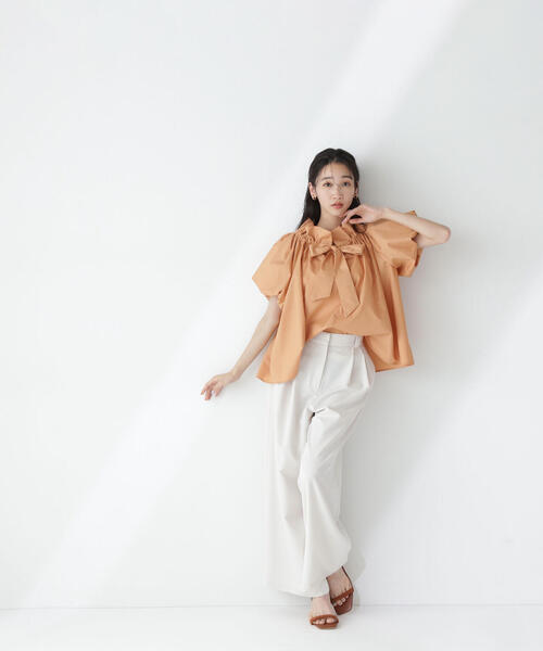 NATURAL BEAUTY BASIC（ナチュラルビューティーベーシック）の「◇２ＷＡＹリボンボウブラウス（シャツ/ブラウス・レディース・ブラック/オフホワイト/ブルー系その他/オレンジ・SMALL/MEDIUM）」の21枚目の写真