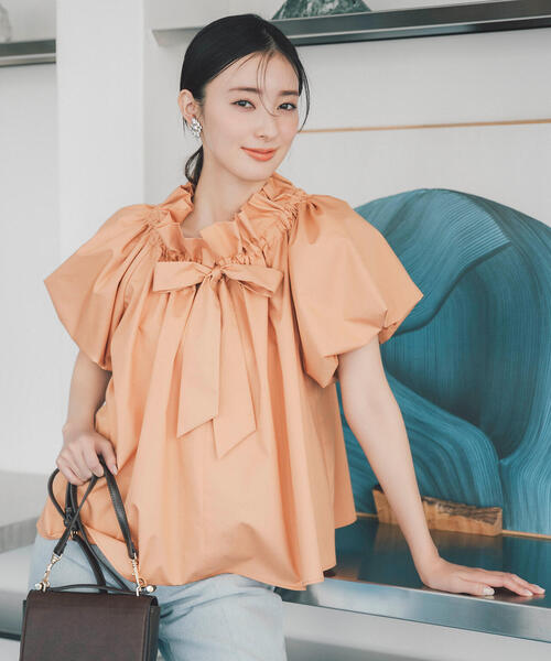 今ならほぼ即納！ 美品 bow.a ボウエー 2way リボンブラウス グレー トップス