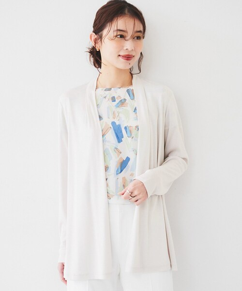 UNTITLED(アンタイトル)の「【接触冷感/UV機能/遮熱】ジャージカーディガン(カーディガン/ボレロ・レディース・ブラック/サックスブルー/ライトグレー系9/オフホワイト/ネイビー・00/02/04/44/48)」の11枚目の写真