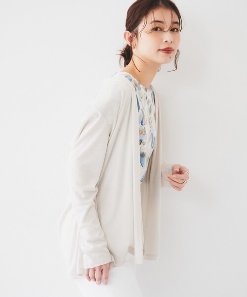 UNTITLED(アンタイトル)の「【接触冷感/UV機能/遮熱】ジャージカーディガン(カーディガン/ボレロ・レディース・ブラック/サックスブルー/ライトグレー系9/オフホワイト/ネイビー・00/02/04/44/48)」の12枚目の写真