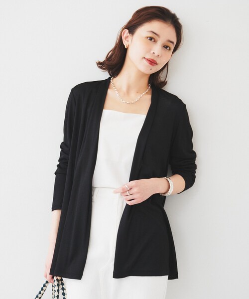 UNTITLED(アンタイトル)の「【接触冷感/UV機能/遮熱】ジャージカーディガン(カーディガン/ボレロ・レディース・ブラック/サックスブルー/ライトグレー系9/オフホワイト/ネイビー・00/02/04/44/48)」の15枚目の写真