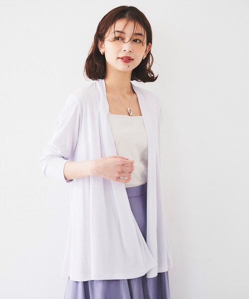 UNTITLED(アンタイトル)の「【接触冷感/UV機能/遮熱】ジャージカーディガン(カーディガン/ボレロ・レディース・ブラック/サックスブルー/ライトグレー系9/オフホワイト/ネイビー・00/02/04/44/48)」の20枚目の写真