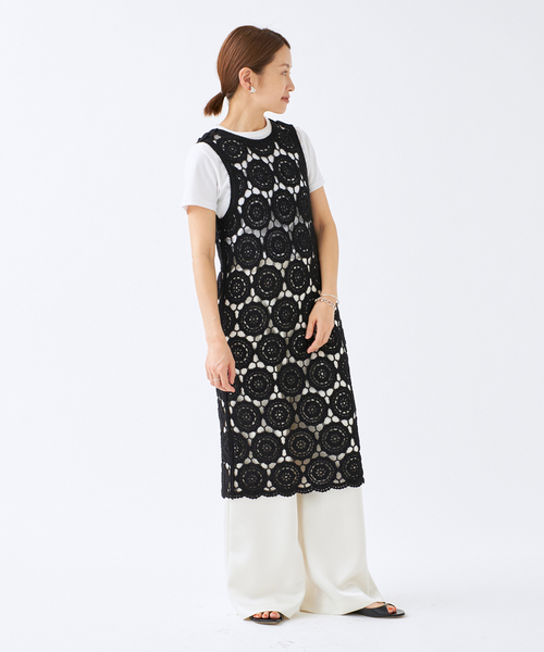 IENA（イエナ）の「コードエンブロイダリーワンピース（ワンピース・レディース・ブラック/ホワイト・FREE）」の4枚目の写真