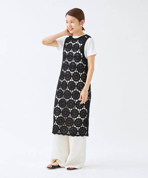 IENA（イエナ）の「コードエンブロイダリーワンピース（ワンピース・レディース・ブラック/ホワイト・FREE）」の14枚目の写真