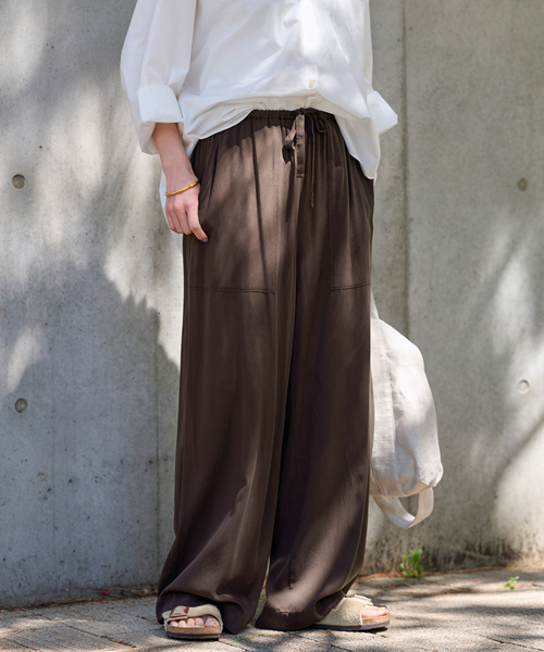 FRAMeWORK（フレームワーク）の「キュプラスパンツイルイージーパンツ（その他パンツ・レディース・ネイビー/ブラウン・36/38）」の6枚目の写真