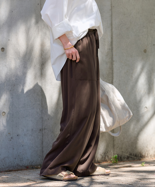 FRAMeWORK（フレームワーク）の「キュプラスパンツイルイージーパンツ（その他パンツ・レディース・ネイビー/ブラウン・36/38）」の7枚目の写真