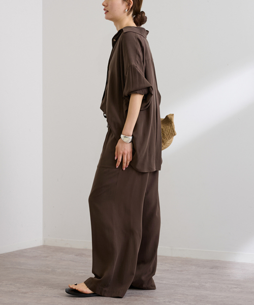FRAMeWORK（フレームワーク）の「キュプラスパンツイルイージーパンツ（その他パンツ・レディース・ネイビー/ブラウン・36/38）」の9枚目の写真