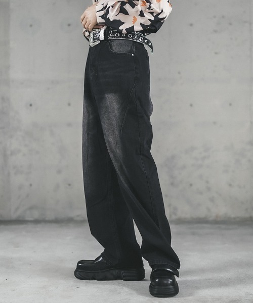 Shoowtime(ショウタイム)の「Vintage Wash Cut Line Denim Pants / ビンテージウォッシュカットラインデニムパンツ(デニムパンツ・メンズ・ブルー系/ブラック系・X-LARGE/LARGE/MEDIUM/SMALL)」の6枚目の写真
