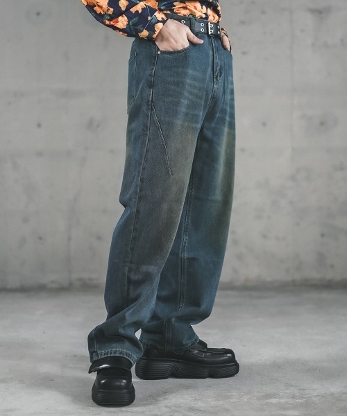 Shoowtime(ショウタイム)の「Vintage Wash Cut Line Denim Pants / ビンテージウォッシュカットラインデニムパンツ(デニムパンツ・メンズ・ブルー系/ブラック系・X-LARGE/LARGE/MEDIUM/SMALL)」の11枚目の写真