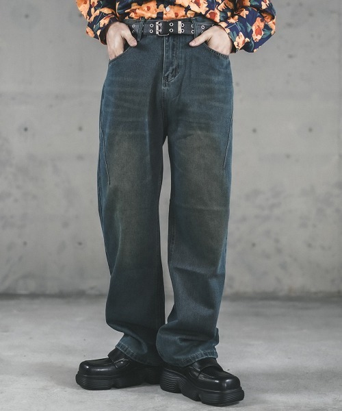 Shoowtime(ショウタイム)の「Vintage Wash Cut Line Denim Pants / ビンテージウォッシュカットラインデニムパンツ(デニムパンツ・メンズ・ブルー系/ブラック系・X-LARGE/LARGE/MEDIUM/SMALL)」の3枚目の写真