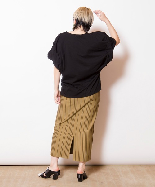 OSMOSIS(オズモーシス)の「ストライプニットスカート(スカート・レディース・ライトベージュ/カーキ/ブラック・ONE SIZE)」の14枚目の写真