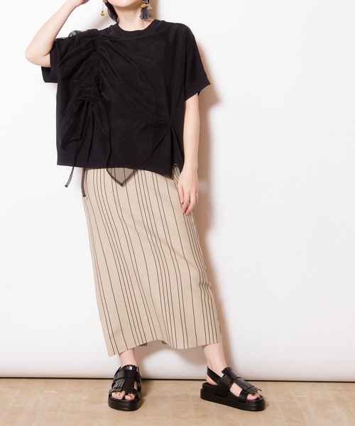 OSMOSIS(オズモーシス)の「ストライプニットスカート(スカート・レディース・ライトベージュ/カーキ/ブラック・ONE SIZE)」の20枚目の写真