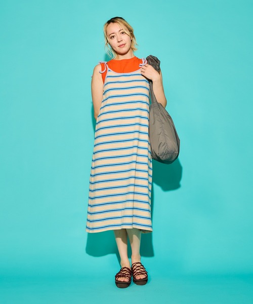 WALLA WALLA SPORT（ワラワラスポーツ）の「STRIPE CAMISOLE ONEPIECE（ワンピース・レディース・ブラック系その他/ベージュ系その他/イエロー系その他/ネイビー系・MEDIUM）」の2枚目の写真