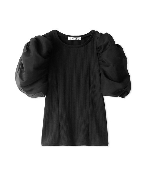 SNIDEL◆半袖カットソー/FREE/レーヨン/BLK/SWNT252113 SNIDEL]フリルプリーツニットPO/BLACK(SWNT252113) – R&Co.