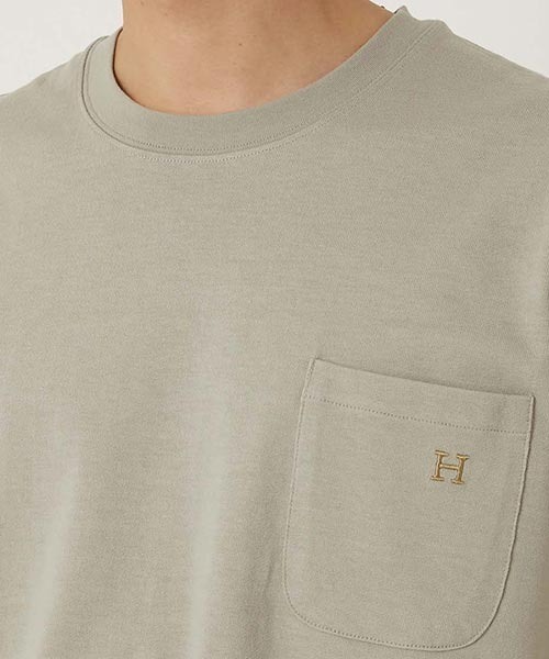 HOLLYWOOD RANCH MARKET（ハリウッドランチマーケット）の「Hエンブロイダリー ポケットショートスリーブTシャツ（Tシャツ/カットソー・メンズ・ホワイト/ピンク/グリーン/ベージュ/ブルー/ブラック・SMALL/MEDIUM/LARGE/X-LARGE）」の15枚目の写真